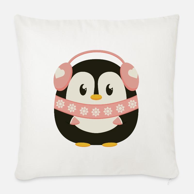 Süßer Pinguin in Pink - Sofakissen mit Füllung 45 x 45 cm - Naturweiß 
