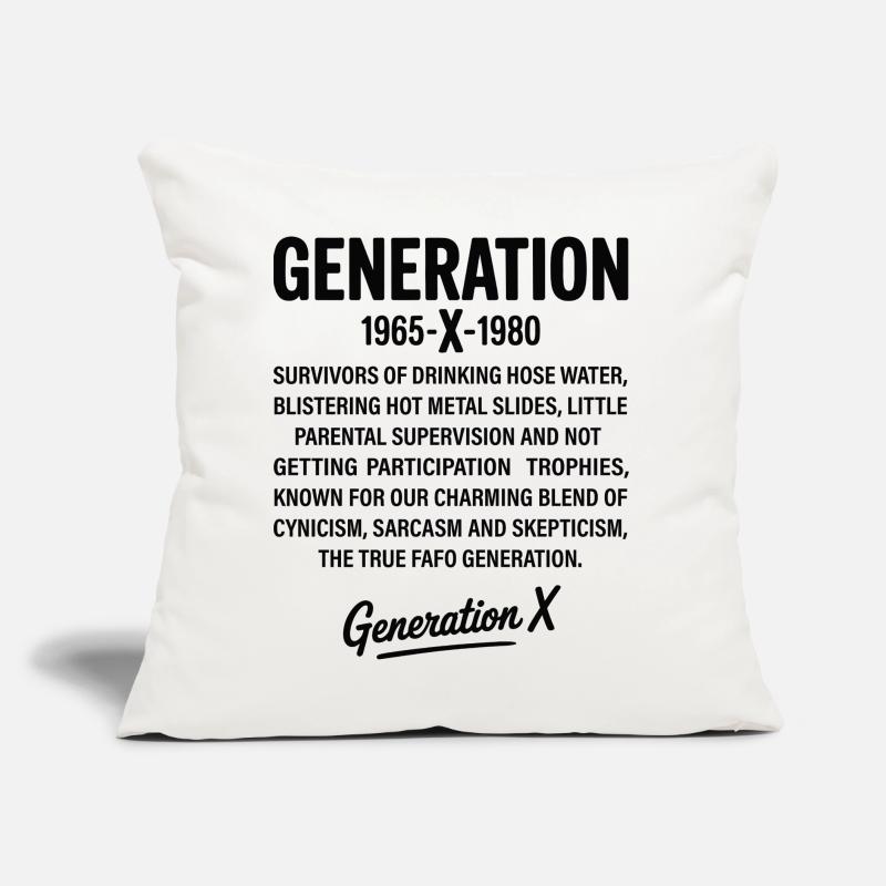 Conception de texte rétro de la génération X Coussin et housse de 45 x 45 cm