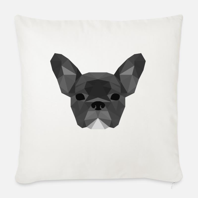 Low Poly Frenchie grey - Sofakissen mit Füllung 45 x 45 cm - Naturweiß 