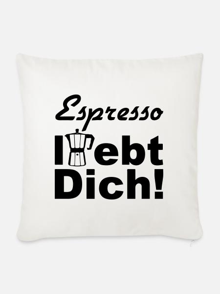 Espresso Kaffee Spruch lustig Geschenk - Sofakissen mit Füllung 45 x 45 cm - Naturweiß 