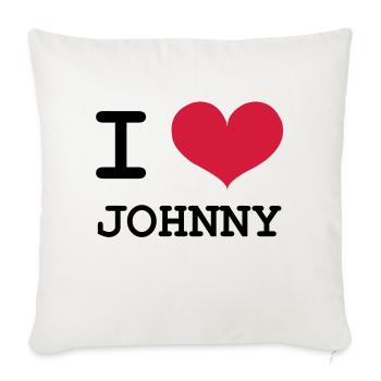 I Love Johnny ! - Coussin et housse de 45 x 45 cm - blanc nature - Devant