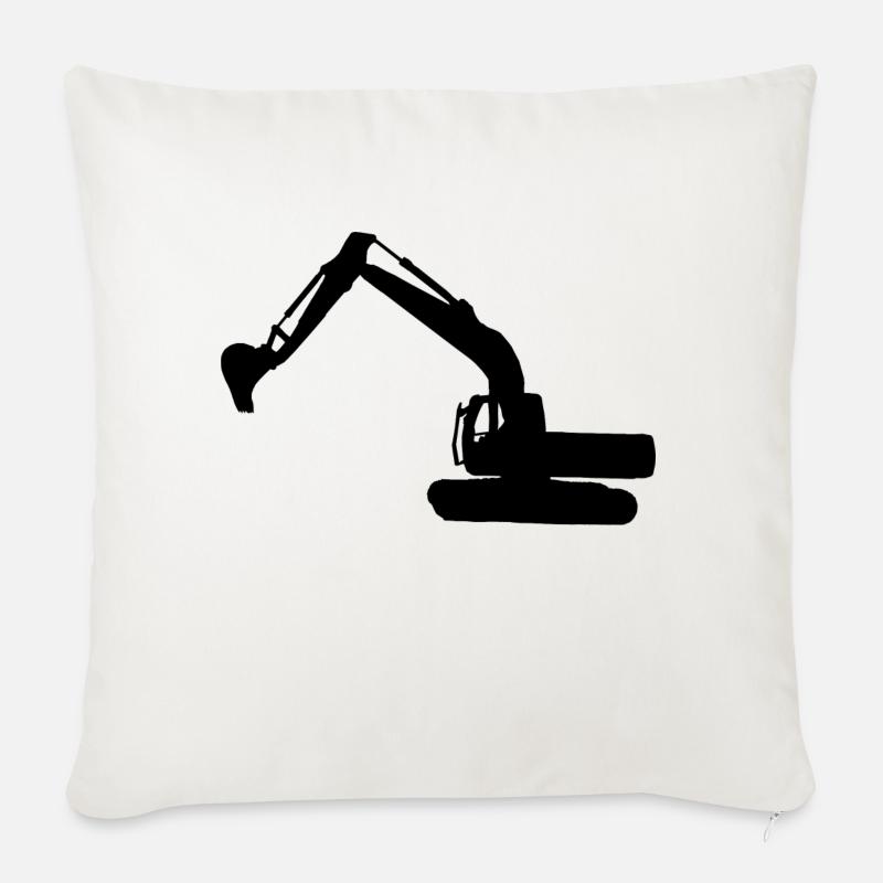Bagger Digger Silhouette schwarz black - Sofakissen mit Füllung 45 x 45 cm - Naturweiß 