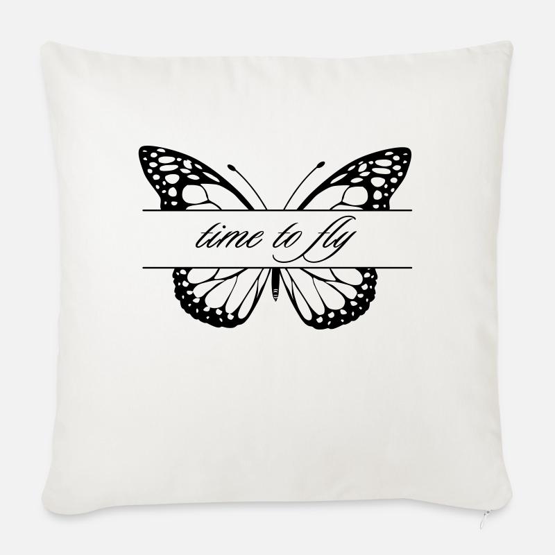 Papillon timetofly - Coussin et housse de 45 x 45 cm - blanc nature
