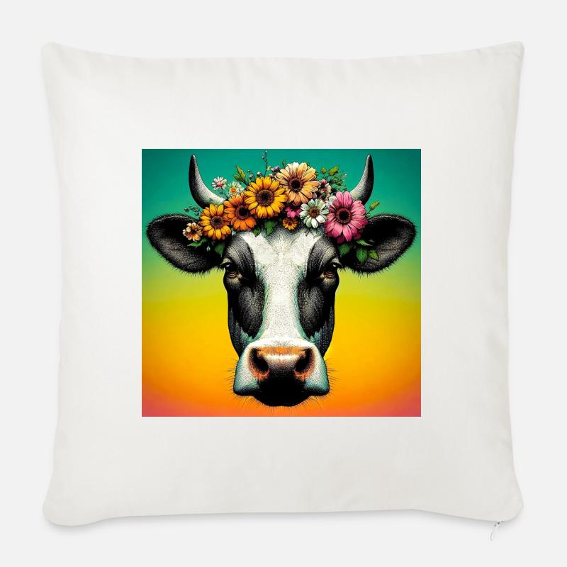 Kuh - Sofakissen mit Füllung 45 x 45 cm - Naturweiß