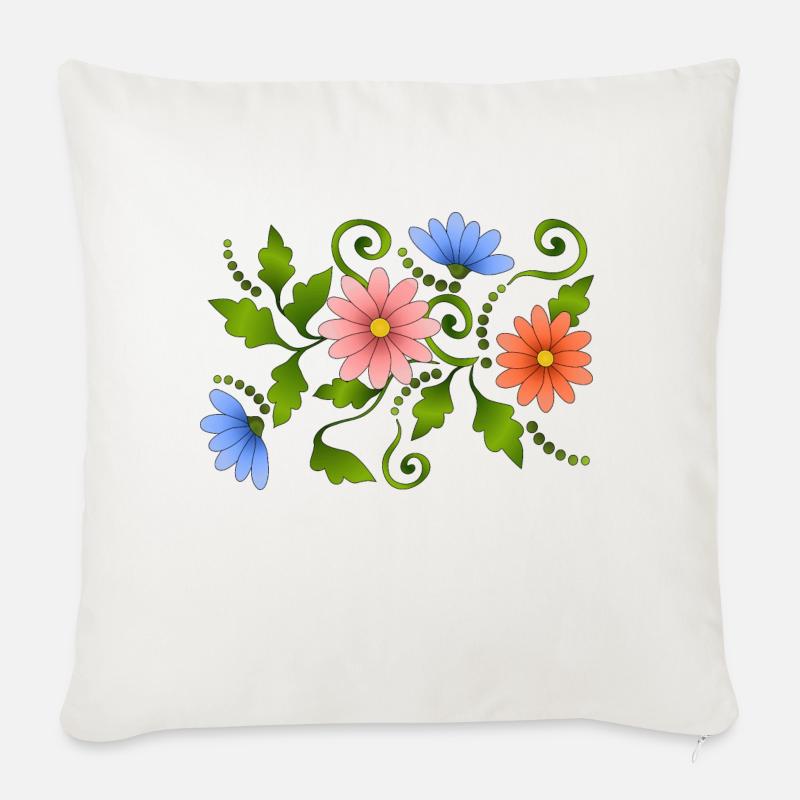 Blumen - Sofakissen mit Füllung 45 x 45 cm - Naturweiß 