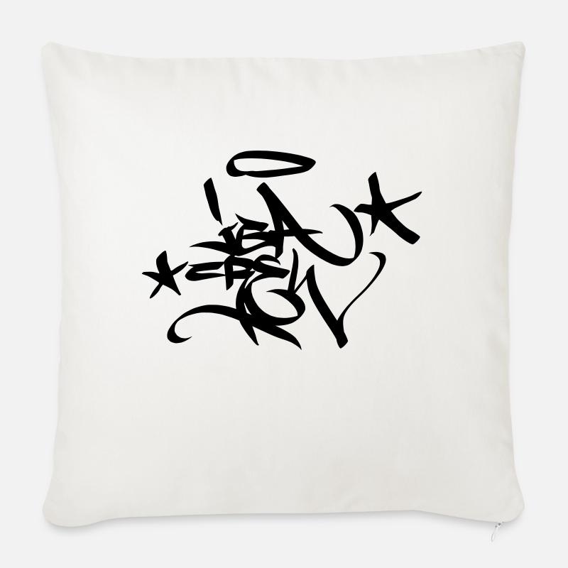 Graffiti Tag JGA Crew Angel 02 1C - Coussin et housse de 45 x 45 cm - blanc nature