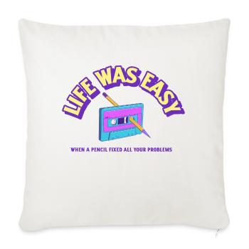 Easy Life with a casette and a pencil - Sofakissen mit Füllung 45 x 45 cm - Naturweiß  - Vorne