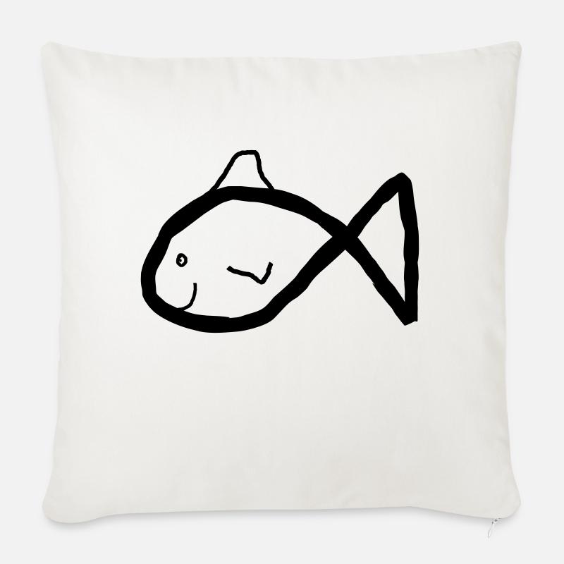 Fisch - Sofakissen mit Füllung 45 x 45 cm - Naturweiß 