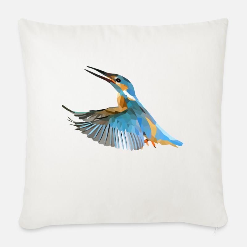 Polyart Eisvogel - Sofakissen mit Füllung 45 x 45 cm - Naturweiß 