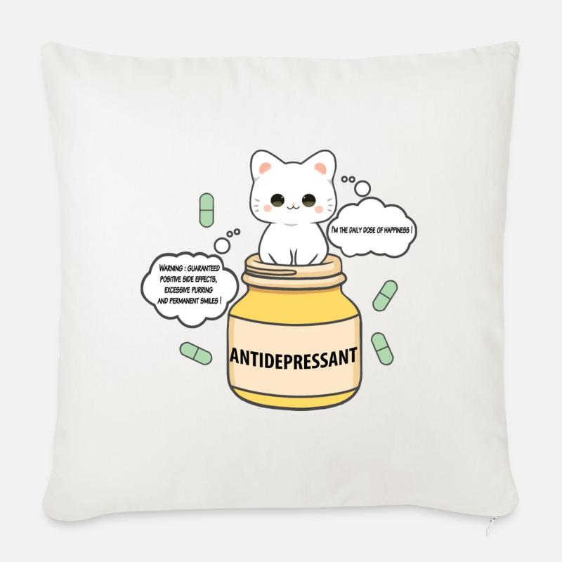 Chat joyeux dans un bocal - Coussin et housse de 45 x 45 cm - blanc nature