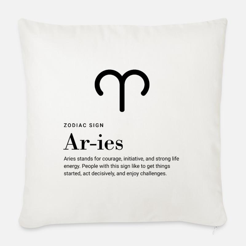 Aries - Zodiac sign - Sofapude med fyld 45 x 45 cm - naturhvid