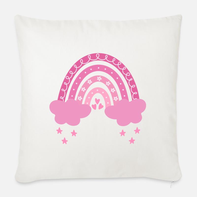 Boho Regenbogen - Sofakissen mit Füllung 45 x 45 cm - Naturweiß 