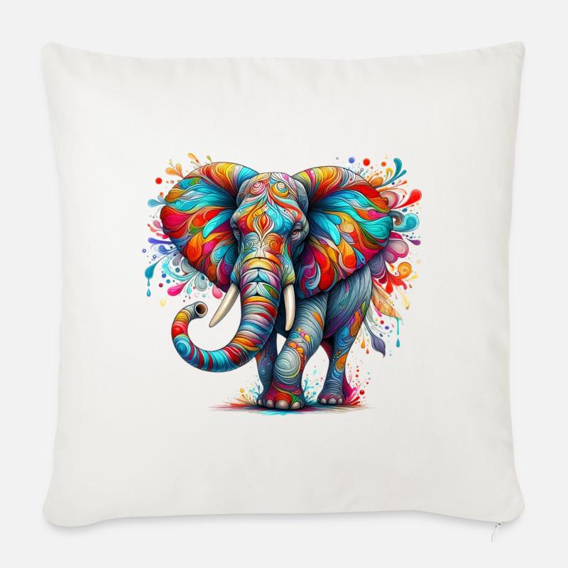 Elefant - Sofakissen mit Füllung 45 x 45 cm - Naturweiß 