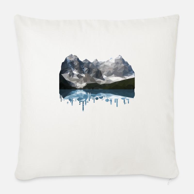 Montagnes Low Poly - Coussin et housse de 45 x 45 cm - blanc nature