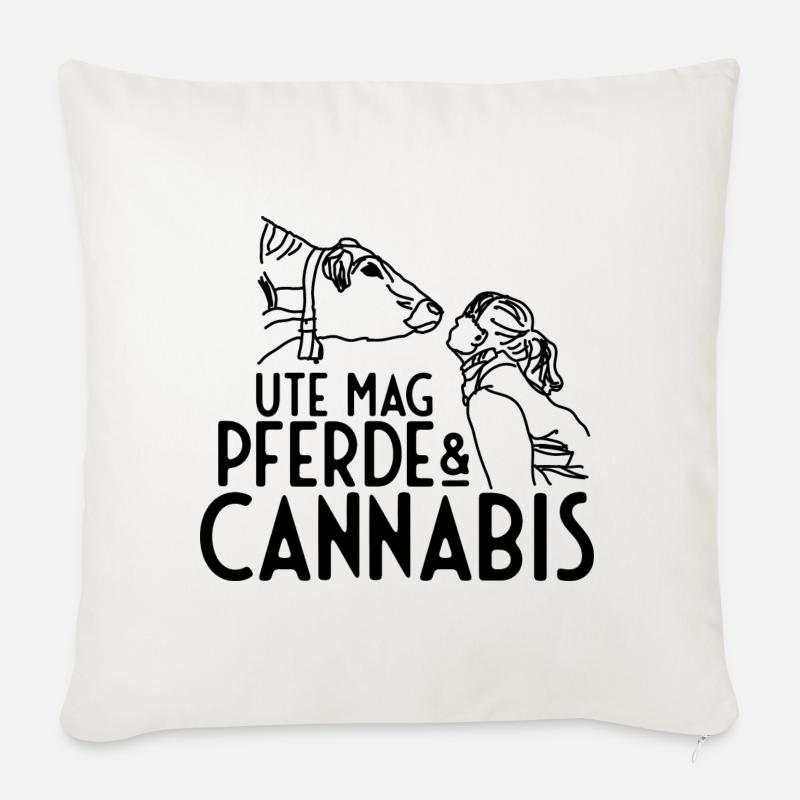 Désherbage du chanvre Canabis - Coussin et housse de 45 x 45 cm - blanc nature