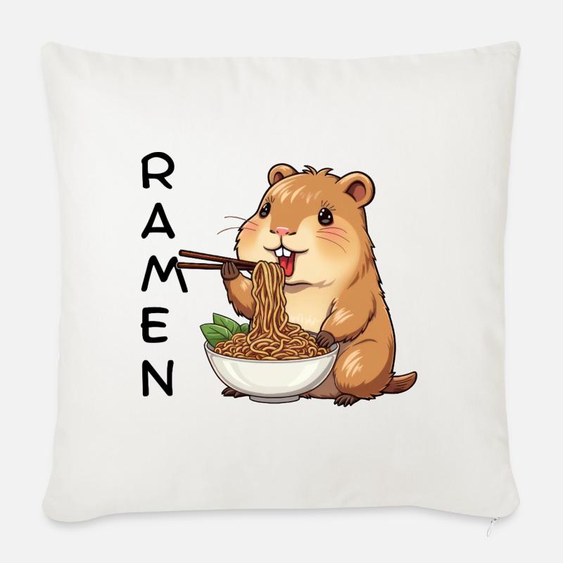 Ramen Capybara - Soffkudde med stoppning 45 x 45 cm - naturvit