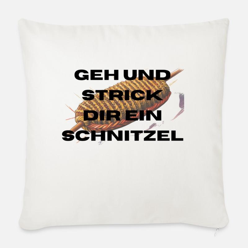 Geh und Strick dir ein Schnitzel - Sofakissen mit Füllung 45 x 45 cm - Naturweiß 