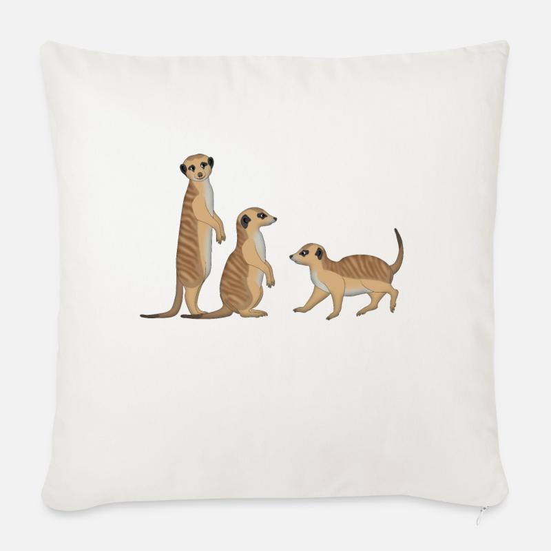 Erdmännchen drei - Sofakissen mit Füllung 45 x 45 cm - Naturweiß 