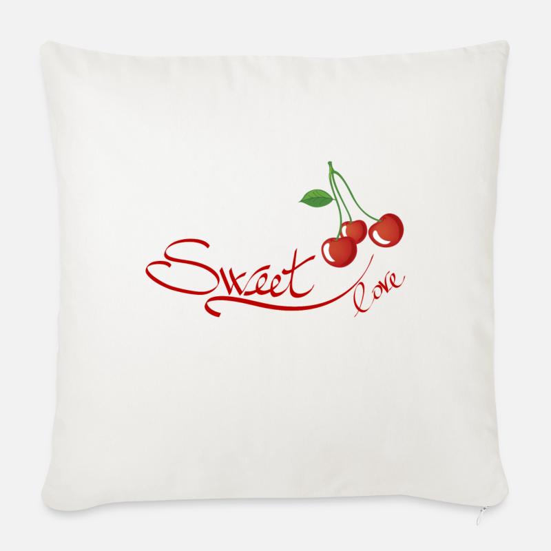Kirsche - Sofakissen mit Füllung 45 x 45 cm - Naturweiß 