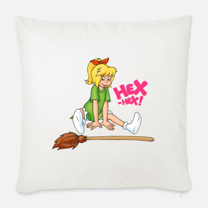 Bibi Blocksberg sentada con puré de patatas HEX-HEX! - Cojín de sofá con relleno 45 x 45 cm - blanco natural