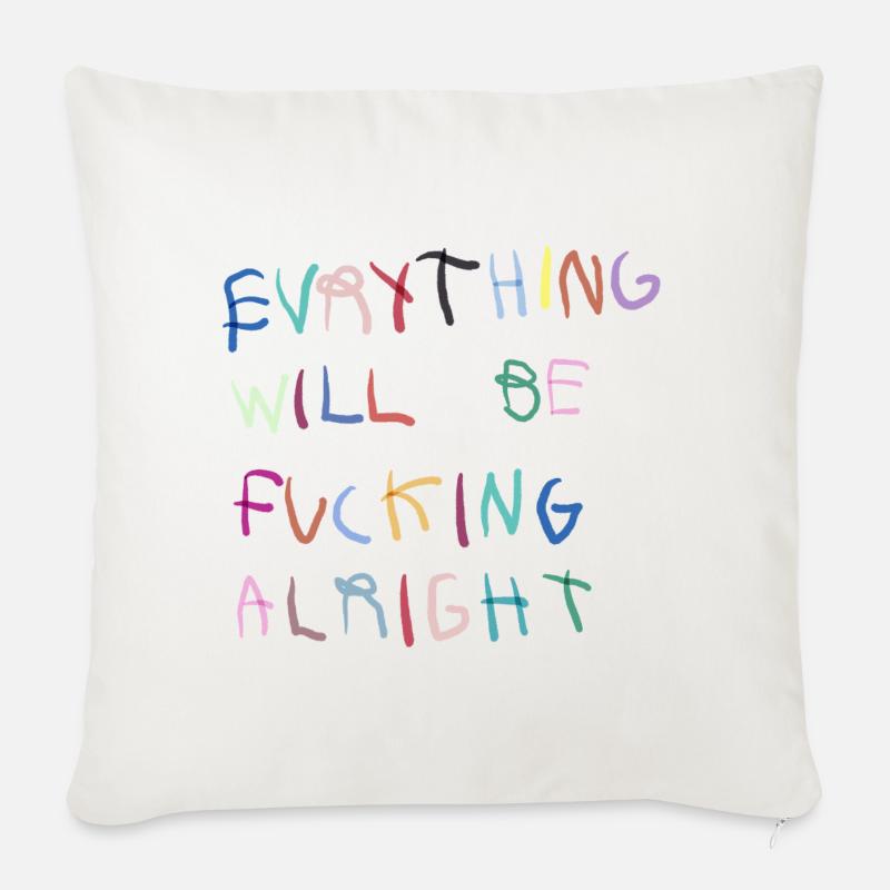 Everything will be alright bunt  - Sofakissen mit Füllung 45 x 45 cm - Naturweiß 