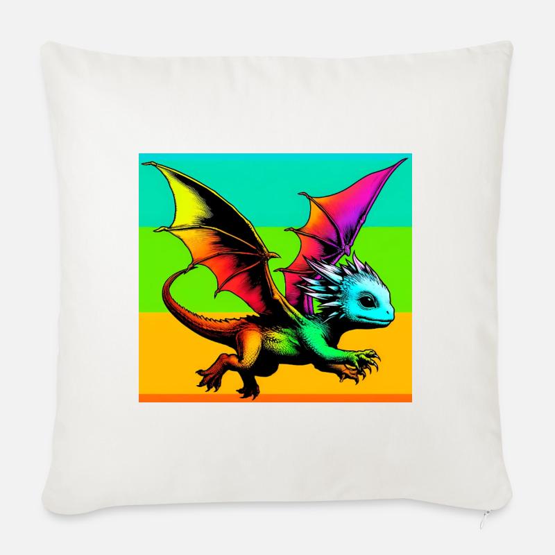 Drache - Sofakissen mit Füllung 45 x 45 cm - Naturweiß 