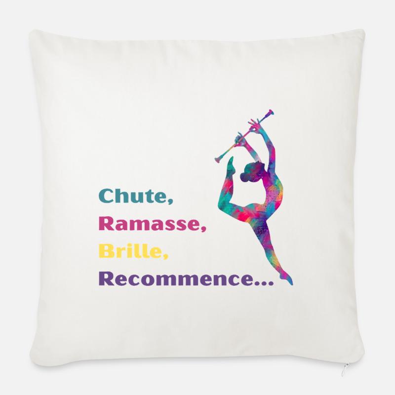 Chute-_Ramasse-_Recommence-- - Coussin et housse de 45 x 45 cm - blanc nature