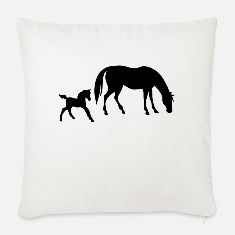 Cheval - Coussin et housse de 45 x 45 cm - blanc nature