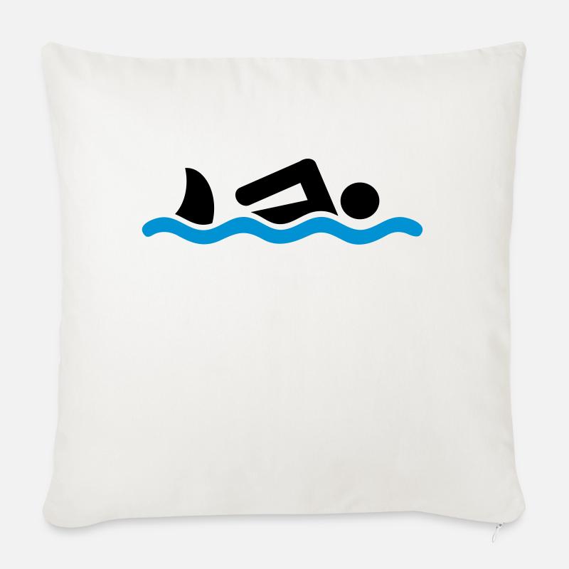 schwimmen mit Hai - Sofakissen mit Füllung 45 x 45 cm - Naturweiß 