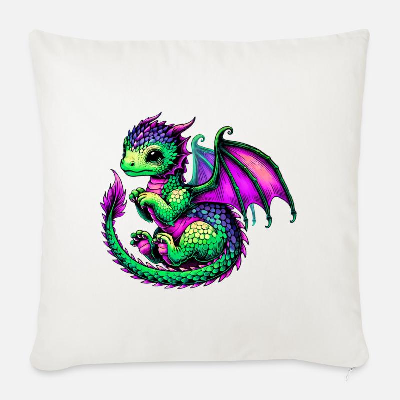 Drache - Sofakissen mit Füllung 45 x 45 cm - Naturweiß 