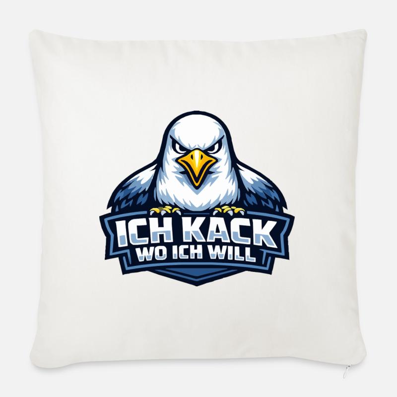 Böse Möwe "Ich kack wo ich will" Spruch - Sofakissen mit Füllung 45 x 45 cm - Naturweiß 