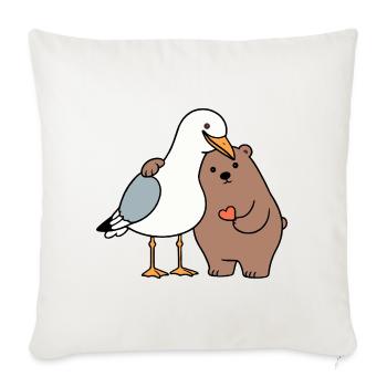 Mer du Nord Mouette Ours Brun Amitié Amour Maigre - Coussin et housse de 45 x 45 cm - blanc nature - Devant