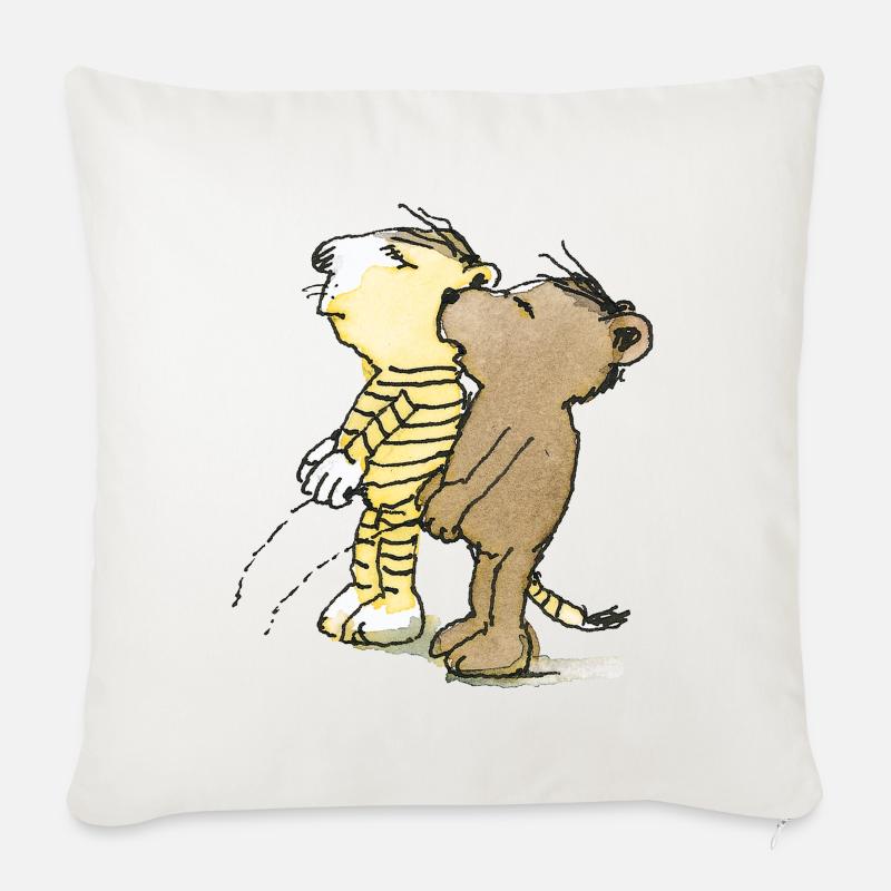 Janosch Tiger und Bär pullern - Sofakissen mit Füllung 45 x 45 cm - Naturweiß 