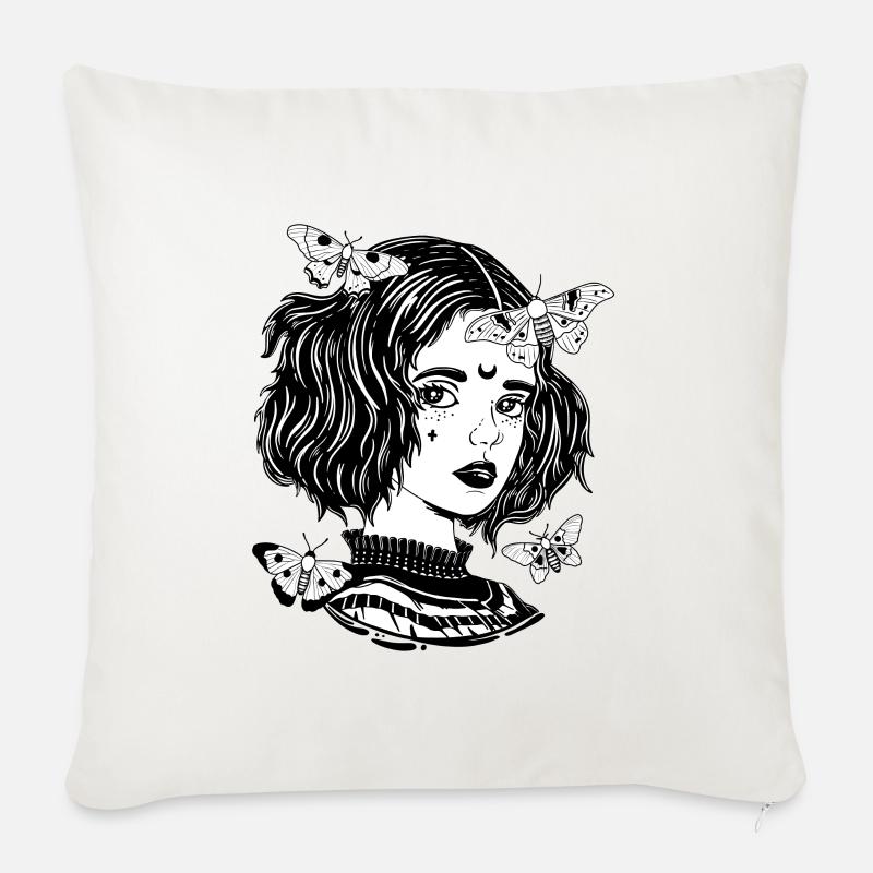 Gothic-Mädchen - Sofakissen mit Füllung 45 x 45 cm - Naturweiß 