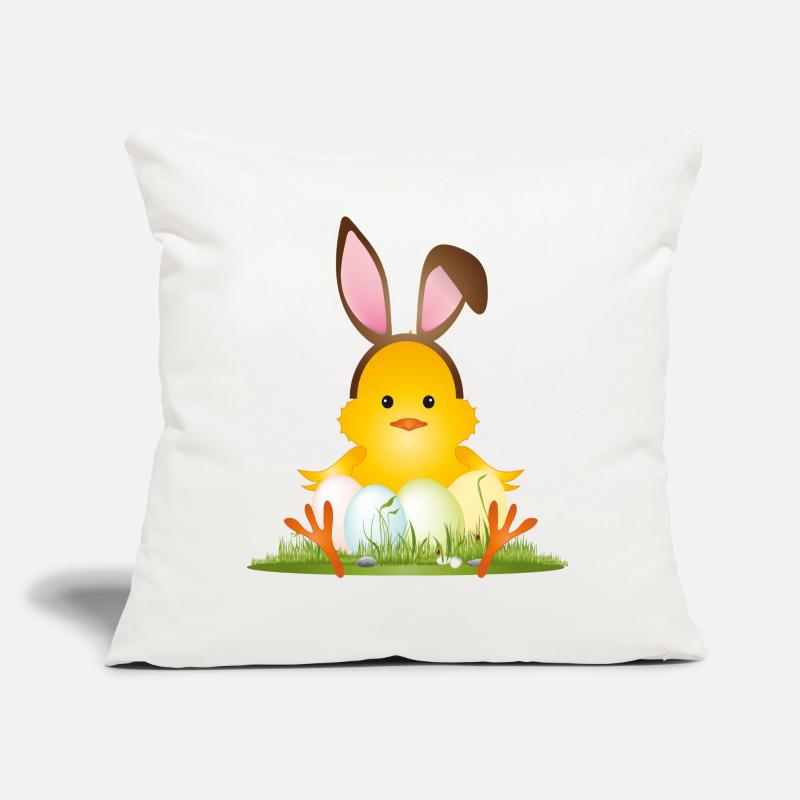 Cute Easter chick with bunny ears & Easter eggs Sofa pillow with filling 45cm x 45cm