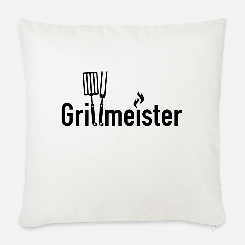 GRILLMEISTER - Grillmaster, BBQ, Grillen, - Sofakissen mit Füllung 45 x 45 cm - Naturweiß 