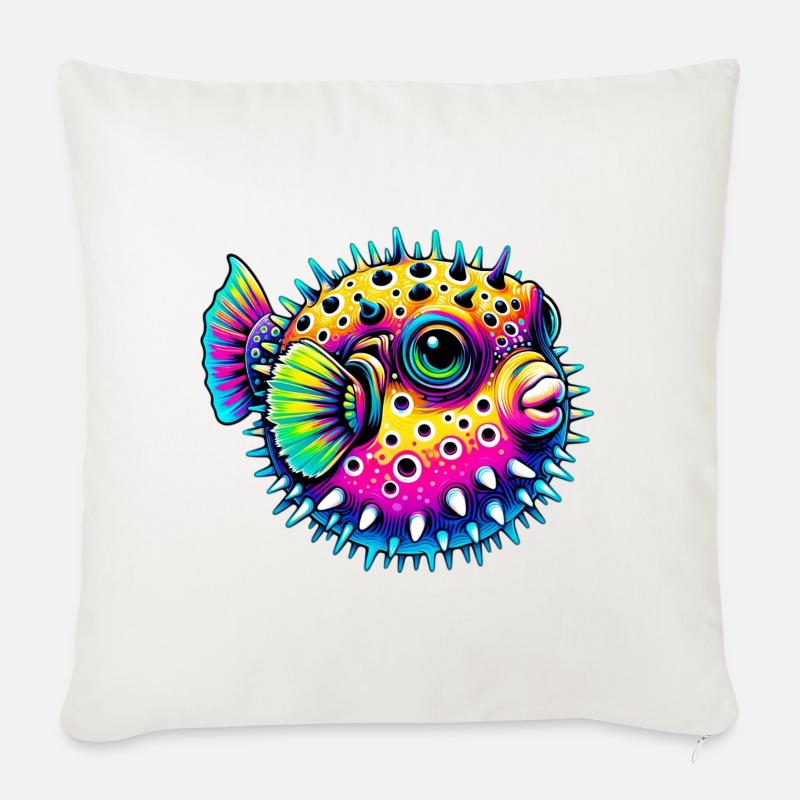 Kugelfisch - Sofakissen mit Füllung 45 x 45 cm - Naturweiß 