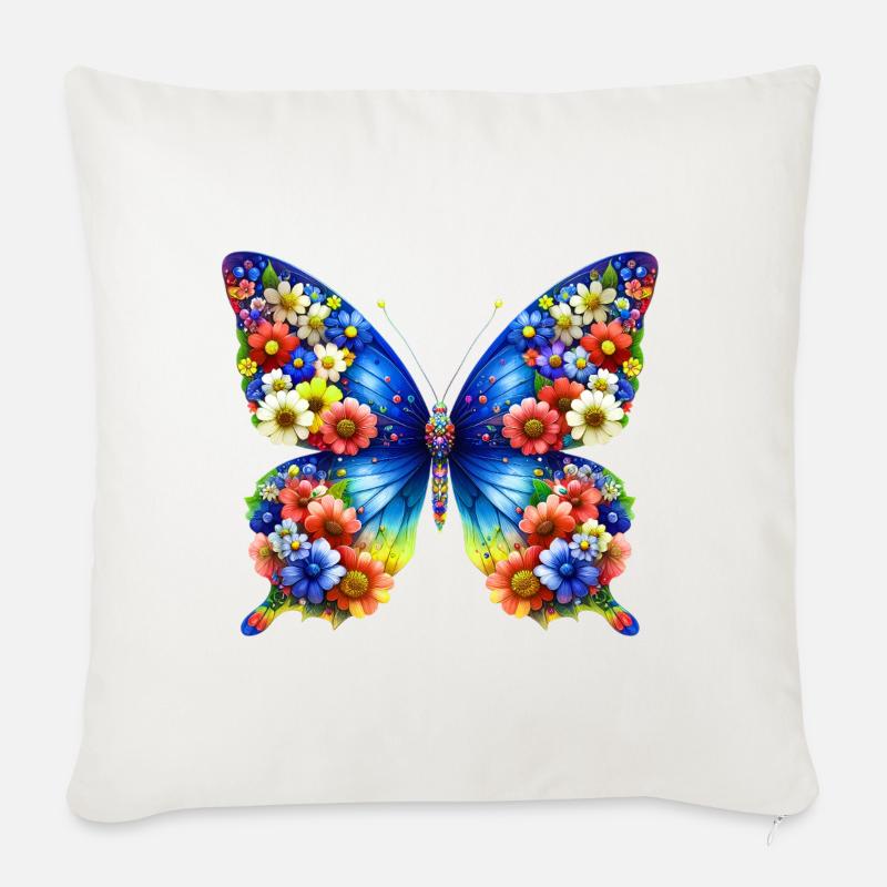 Schmetterling - Sofakissen mit Füllung 45 x 45 cm - Naturweiß 
