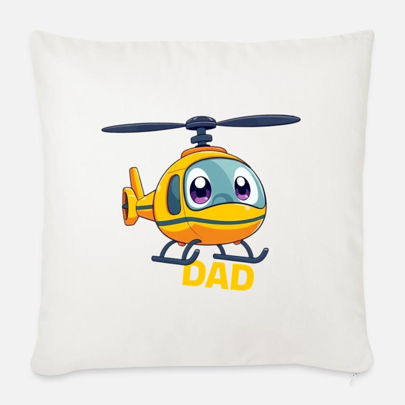 Papa hélicoptère - Coussin et housse de 45 x 45 cm - blanc nature