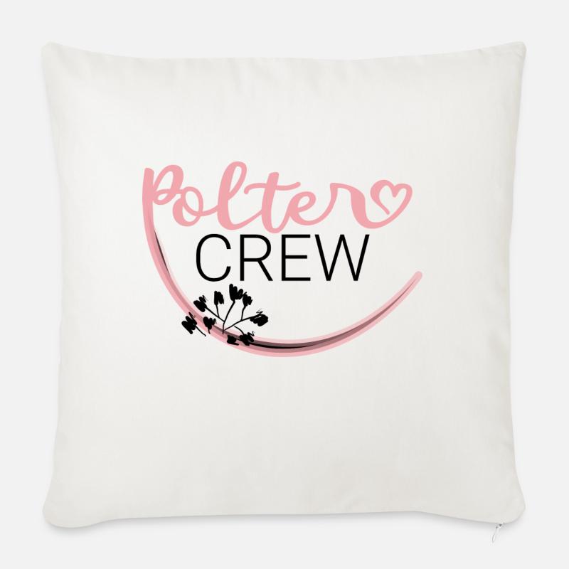 Polter Crew mit Blümchen - Sofakissen mit Füllung 45 x 45 cm - Naturweiß 