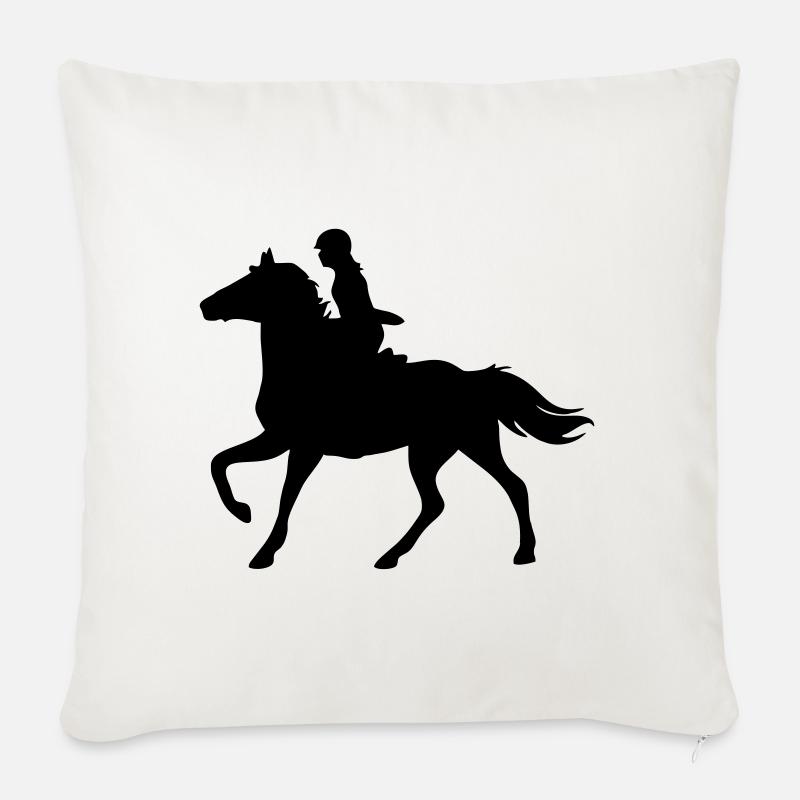 Mädchen mit Pferd - Sofakissen mit Füllung 45 x 45 cm - Naturweiß 