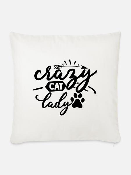 Crazy Cat Lady - Sofakissen mit Füllung 45 x 45 cm - Naturweiß