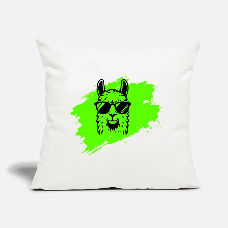 Lama oder Alpaka mit Sonnenbrille im Neonstil Sofakissen mit Füllung 45 x 45 cm