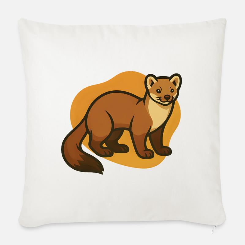 Illustration de martre douillette - Coussin et housse de 45 x 45 cm - blanc nature