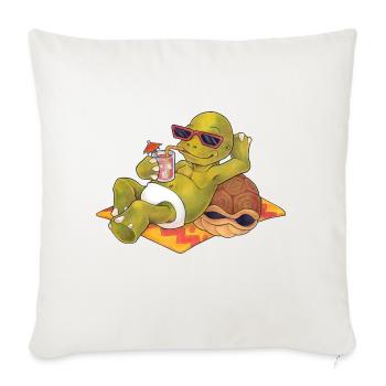 Sommer Schilkräte nackt am Strand mit Cocktail - Sofakissen mit Füllung 45 x 45 cm - Naturweiß  - Vorne