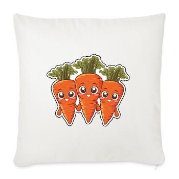 Karla, Kalle et Kim – Les amis de la carotte - Coussin et housse de 45 x 45 cm - blanc nature - Devant
