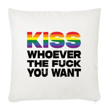 Embrassez qui que vous vouliez Fierté LGBTQ - Coussin et housse de 45 x 45 cm - blanc nature - Devant