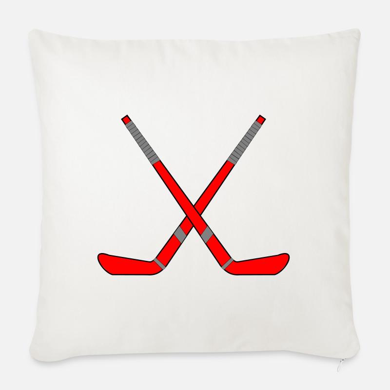 Gekreuzte Eishockeyschläger - Sofakissen mit Füllung 45 x 45 cm - Naturweiß 
