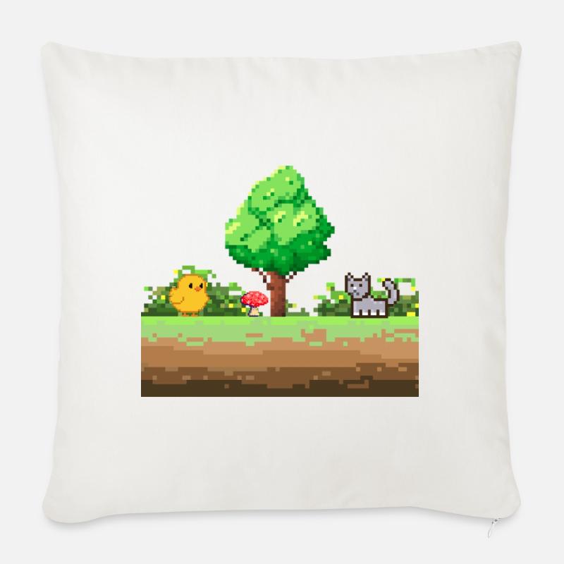 Pixelgarten Abenteuer - Sofakissen mit Füllung 45 x 45 cm - Naturweiß 