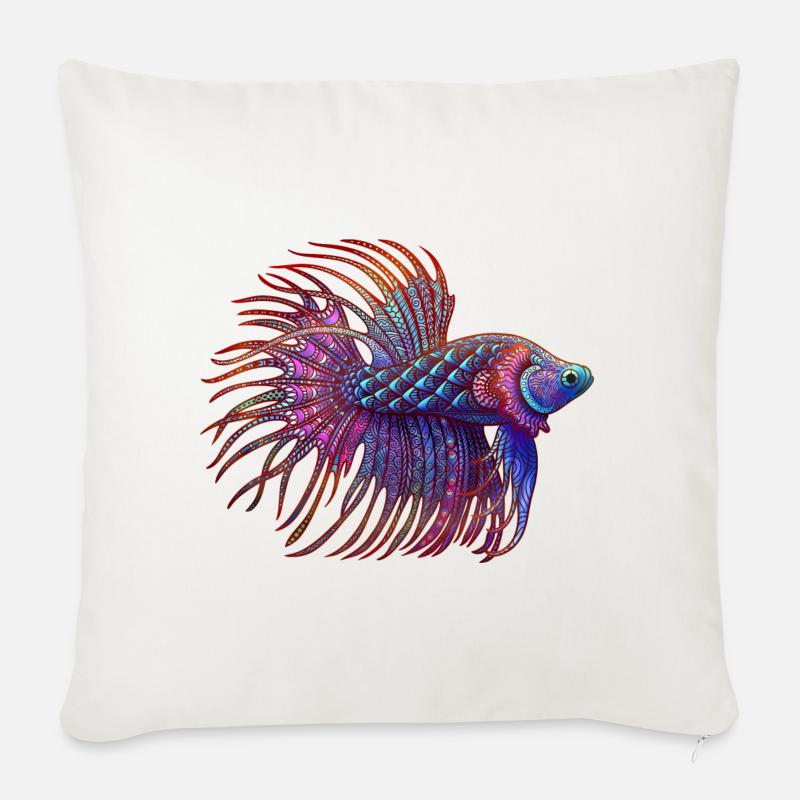 Betta Zentangle Farbe - Sofakissen mit Füllung 45 x 45 cm - Naturweiß 